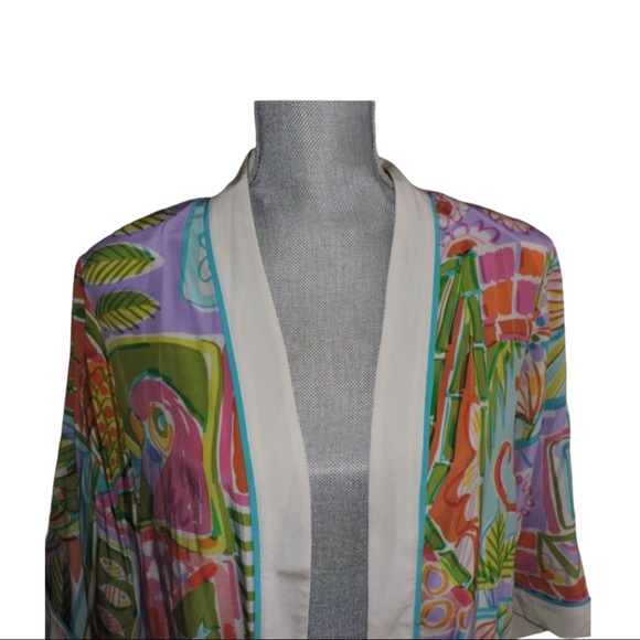 Bob Mackie Silk Shirt Open Front Blouse Small - Picture 2 of 13